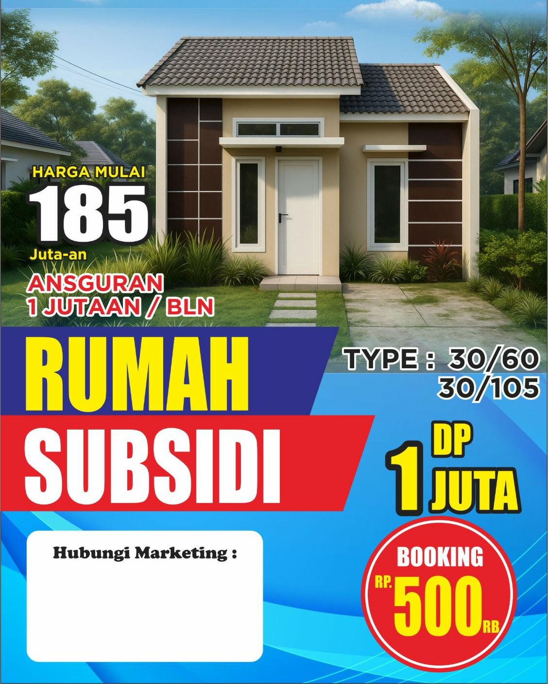 Rumah Hoek murah cicilan 1 juta-an